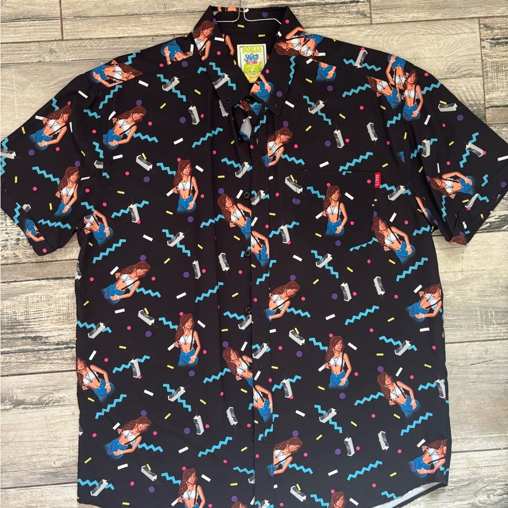 RSVLTS Black Casual Button Down Shirt with Sporty Graphic